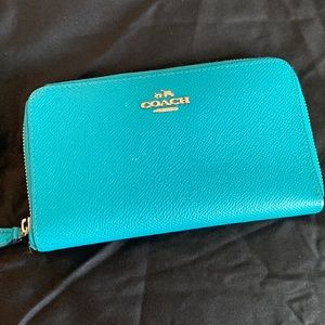 Coach zip wallet - rich turquoise